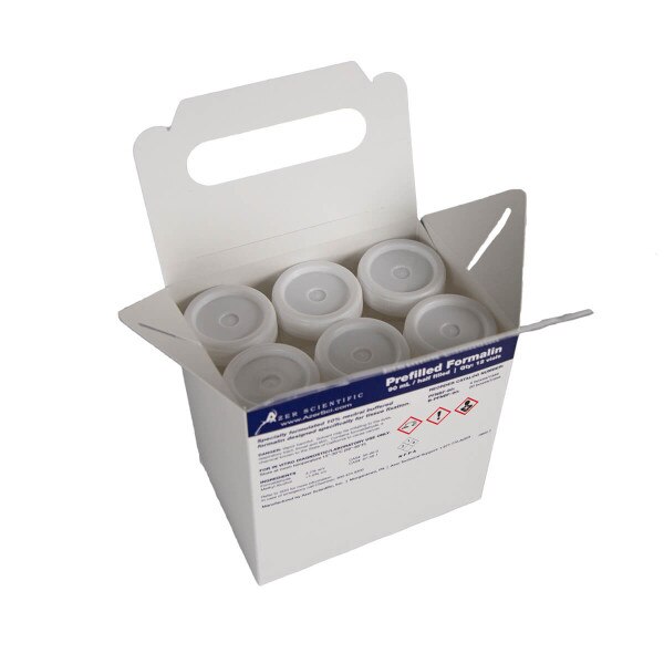 90 mL Prefilled Formalin, open